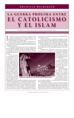 La guerra próxima entre el catolicismo y el islam