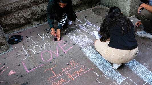 200803 911 Sidewalk Chalk 845658754 Jewel Samad Afp 200803 911 Sidewalk Chalk 845658754 Jewel Samad Afp