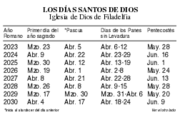 Calendario de bolsillo de los días santos